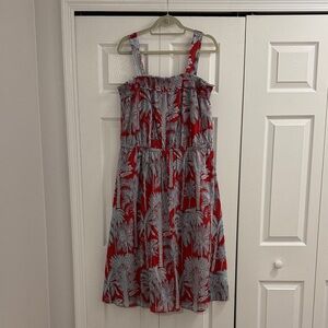 Talbots Red and Gray Palm Print Dress